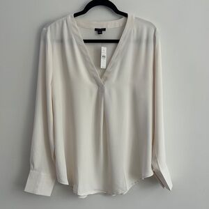 Ann Taylor Cream V-Neck Blouse